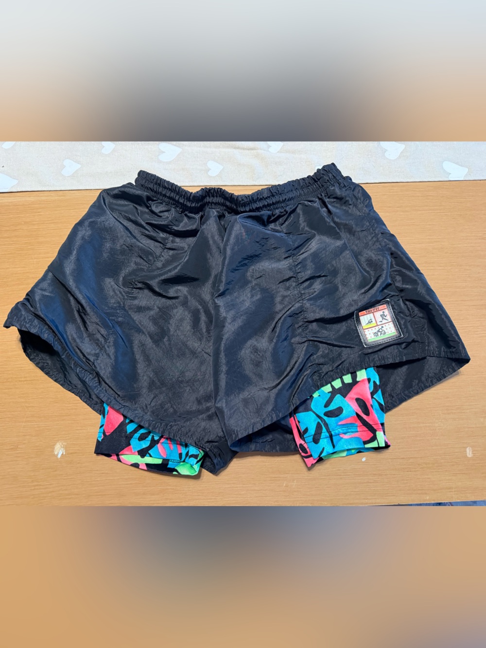 Nike Black Athletic Shorts with Bright Multicolor Liner